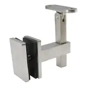 Stainless Steel 316 Glass Mounted Adjustable Handrail Bracket for Square Tube