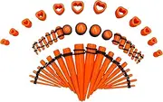 [Marsrut] 48PCS Acrylic, Silicone Ear Stretching Kit, Lightweight Tapers, Tunnels & Plugs for Starter Expanders, Body Piercing Jewelry Earring Gauges Gauging Set for Men, Women (Size: 14G-0000G, Orange),
