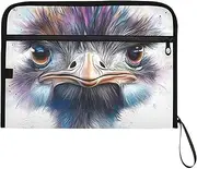 YMXFXP Expandable Filing Folder Ostrich Portrait White, 13-Pocket Funny Cute Design with Sticky Labels, A4 Letter Size Document Organizer for Office, School, Boys, Girls