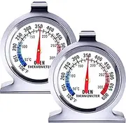 Oven Thermometer - 2 Pack Instant Read Stainless Steel 100-600°F for Electric, Convection, and Gas Ovens - Meat Thermometer Included