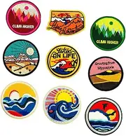 [COHEALI] 9 Pcs Round Badge Patches Embroidery Ironing Stickers for Jackets Jeans Bags Clothing Mixed Styles for DIY Arts Crafts Safe Durable Material