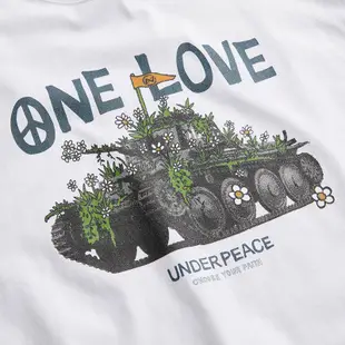 UNDER PEACE - 21SS ONE LOVE / TEE 戰車圖像 落肩 短T (白色) 化學原宿