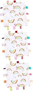 KOMBIUDA 3pcs Baby Swaddle Blanket for Newborns Soft Security Comforter Sensory Tags