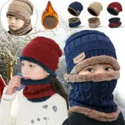 Winter Warm Knitted Crochet Beanie Hat Cap Scarf Set Toddler Kids Boy Girls