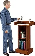 Lectern Podium Stand, Lectern Podium Stand,Lectern Podium Stand,Stand for School Church, Brown Lecture Podium with Shelf, Standing Design Presentation Stand/Lecterns, Simpl,