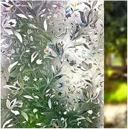 LEMON CLOUD Window Film, Decorative Window Privacy Film, 3D Stained Glass Window Sticker,Anti-UV Sun Blocker Heat Control for Home(Rainbow Tulip Design,17.5 x 78.7 inches)
