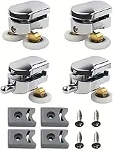 QRZLP 4PCS 23mm Shower Door Rollers, Twin Shower Screen Door Rollers Runners Wheels Top&Bottom Replacement with Bumpers and Screws for Bathroom Pan Glass Sliding Door., Silver