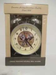 Harley davidson cross pistons double bell alarm clock-vintage