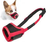 Dog Muzzle Anti Biting Barking and Chewing, with Comfortable Mesh Soft Fabric and Adjustable Strap, Suitable for Small, Medium and Large Dogs (Red, M)