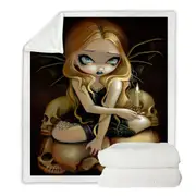 Dark Gothic Art A Candle In The Dark Skulls Fairy Throw Blanket
