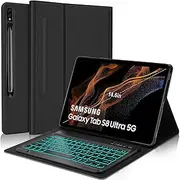 [SENGBIRCH] Keyboard Case for Samsung Galaxy Tab S10 Ultra, 14.6 inch Keyboard for S9 Ultra&S8 Ultra Tablet - Backlit Magnetic Detachable, Smart Cover Case for Tab S9 Ultra, Auto Sleep/Wake, Black