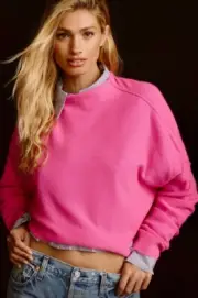 Anthropologie The Alani Cashmere Mock Neck Sweater Neon Pink XL NWT