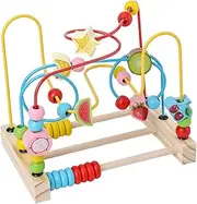 Abaodam Round Bead Toy Maze Bead Toys Wooden Plaything for Boys and Girls for 1-3 Year Fruit Patterns Random