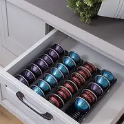 MAULEHUA Coffee Pod Drawer Organizer for Nespresso Vertuo Capsule,Coffee Capsule Storage Tray,Magnetic Connect Black-4Pack