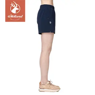 【Wildland 荒野】四彈麻花紗透氣抗UV短褲 女 W1507-54 黑色 | 彈力舒適吸濕排汗運動短褲