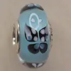 New Authentic Pandora Charm Blue Butterfly Kisses Murano 791622 W Suede Pouch