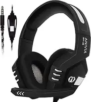 AH38 Gaming Headset for PC Laptop Noise C ling Over Ear Headphones with Mic 3.5mm Jack Wired Headset Bass Surround Soft Earmuffs for Games Black One Size