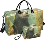 [YXYZRMY] Travel Duffel Bag Cute Otter Underwater Gym Bag Sports Tote Bag with Multiple Interior Pockets Shoulder Weekender Bag for Women Men with Toiletry Bag 20.5”x 7.9”x 13.8, Multi-Colored, one size