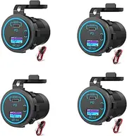 Mellisso 4X 65W PD 12V USB Outlet for Laptop USB C Car Charger Socket Multi Port Outlet Waterproof Adapter for Car Boat Truck