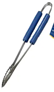 IGNITE Stainless Steel Tongs With Cool Touch Blue Handle Serrated Edge 17"