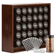 Wood Spice Rack Organizer, 525 Unique Labels, Countertop or Wall Mount, Inclu...
