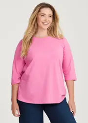 [Virtuelle] Taking Shape Good Earth Australian Cotton 3 / 4 T-shirt Size 20 in Strawberry Pink - Plus Size Women's Clothing Strawberry Pink