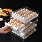 AU Egg Storage Box Double-Layer Drawer Type 32 Grid Egg Holder for Fridge (White