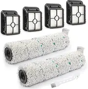 2 Pcs 2787 Multi-Surface Brush Roll +4 Pack 1866 Replacement Filter Compatible with Bissell CrossWave Cordless Max Series 2554, 2590, 2593, 2596, Compare to Part 1618638 &1608684