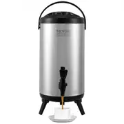 VEVOR Stainless Steel Insulated Beverage Dispenser, 9.2 Liter, Thermal Hot and Cold Drink Server Dispenser with Spigot Handle, Food-grade for Hot Tea