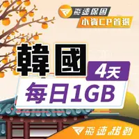 在飛比找momo購物網優惠-【飛速移動】韓國4天｜每日1GB 高速流量吃到飽(旅遊上網卡