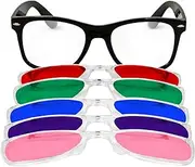 GloFX Snaps: Color Therapy Glasses | Black Magnetic Snap Frames with Blue, Indigo, Green, Rose, and Red Interchangeable Lenses for Light Sensitivity & Migraine Relief