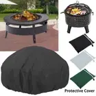 2Sizes Outdoor Round Fire Pit Cover Garden BBQ Grill Bucket Pritector Waterproof