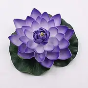 Floral Kingdom 12 inch XLarge Floating Lotus Lily pad Foam Flowers for Ponds, Weddings, Pool, and Garden Decor (Set of 2) (Violet)