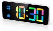 1PC Digital Alarm Clock Colorful LED Digital Clock with 7 RGB Digital 4 Dimmable