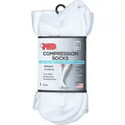 MD Ribbed Cotton Compression Socks w/ Cushion Soles White Large Pack of 3