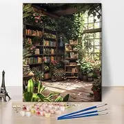 Paint by Numbers Set for Adults, A Cosy Garden Area, Adult Paint by Numbers Set with Brushes, Charming Business Environment Oil Painting by Numbers, DIY Painting, Crafts