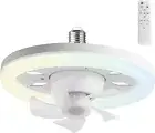(A Pair) Ceiling Fan with Remote Screws Into Light Bulb Socket E26/E27 360-Degre