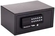 Black Steel Safe with Card Swipe Reader and Digital Keypad Lock, Small Safe w...
