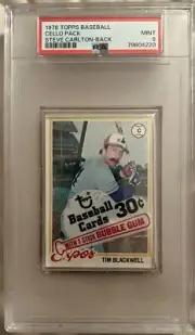 1978 Steve Carlton Topps Baseball Unopened Cello Pack PSA 9 MINT Phillies HOF