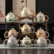 Enamel full-color Ru Kiln teapot handmade famous teapot, two cups in one pot