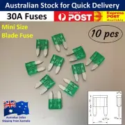 10pcs / 30 Amp Mini Blade Fuse - Green Car Truck Auto Fuses 30A