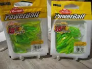 2 Packs Berkley 1" Power Nymphs Soft Fishing Baits Green Chartreuse Color