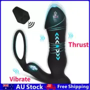 Telescopic Thrusting Anal Vibrator Cock Ring Prostate Massager Butt Plug Sex Toy