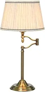 Nicollete Table Lamp, Vintage Style Beige Pleated Shade, Antique Brass Finish Base,E27, 56cm Height Hight Table Lamp for Centerpiece, Ideal for Interior Décor and Living Spaces
