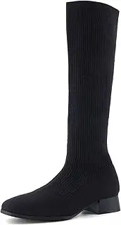 [CUSHIONAIRE] Women's Rialto Knit Knee-High Boot with Block Heel +Memory Foam, Wide Widths Available