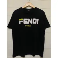 在飛比找蝦皮購物優惠-芬迪 斐樂 Fendi X FILA 黑色 T 恤