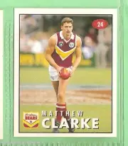 1996 AFL SELECT STICKER #24 MATTHEW CLARKE, BRISBANE BEARS