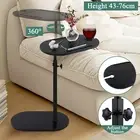 Black Rotating Bathtub Side Table Tray Stand Wine Glass Holder Bamboo Bath Rack