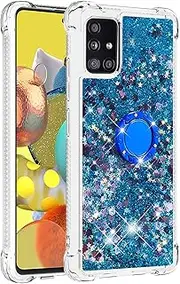 Liquid Case Silicone for Galaxy A51 5G with Ring Holder, Soft Silicone Liquid Bumper Case Transparent Protective Cover Yellowing-Resistant Gel Back Case Scratch Compatible with Samsung Galaxy A51 5G