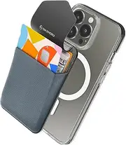 Sinjimoru Privacy Cover Magnetic Card Holder, Magnetic Phone Wallet Stick on as Credit Card Holder for Apple MagSafe Compatible with iPhone 16 15 14 13 12 Series. M-Flap Grey
